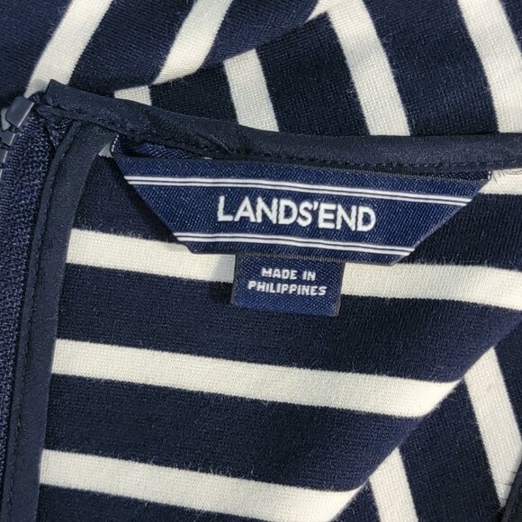 Lands' End Navy/White Nautical Stripe Ponte Shift Dress - 8 - Picture 7 of 8